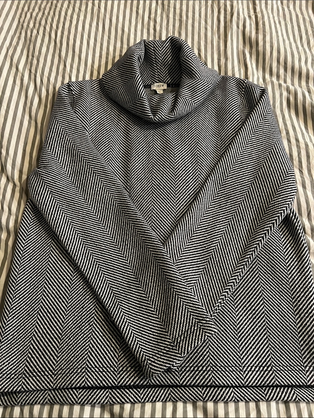 J. Crew Black and White Chevron Turtleneck Sweater
